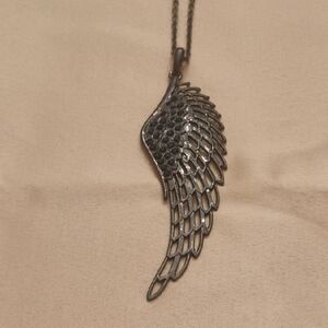 Silver Angel Wing Pendant Necklace